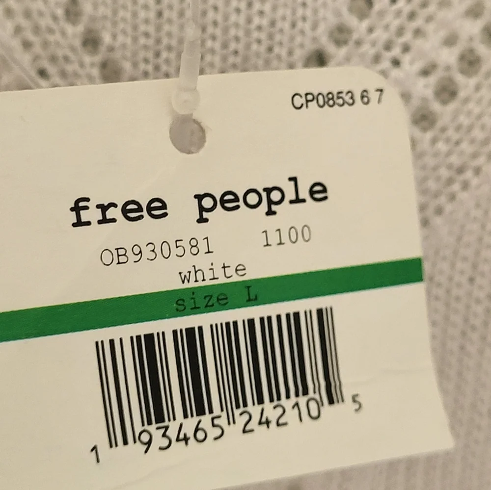 Free People On Point White Sleeveless‎ Ribbed Stretchy Bodysuit Large Open Knit